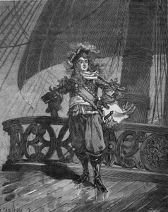 الأدميرال تورفيل (Anne Hilarion of Costentin (Cotentin) ، Count of Tourville (1642-1701). على متن السفينة "Soleil Royal". نقش من القرن التاسع عشر. في "Histoire de France" لـ Jules Michelet بواسطة فنان غير معروف