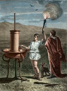 Aeneas Tacticus أو Tacticus يخترع نظام الإشارات المرحلية 336BC - Enee le Taccien - Aeneas le التكتيكي يخترع فن إشارات العبارات في 336 قبل الميلاد - اخترع Aeneas التكتيكي فن إشارات العبارات في 336 قبل الميلاد. بواسطة فنان غير معروف