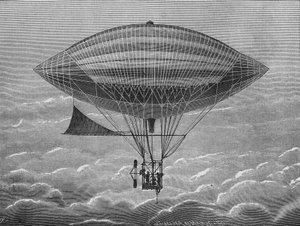 المنطاد الكهربائي للأخوين غاستون وألبرت تيساندير. في "Album de la Science" ، Éditions Jouvet بواسطة فنان غير معروف
