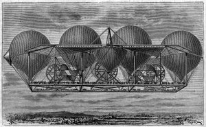 مشروع المنطاد للمخترع إرنست بيتين 1812-1878). نقش في "مجلة الشباب" بواسطة فنان غير معروف