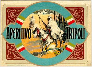 إعلان عن الكحول Aperitivo طرابلس ، أواخر القرن التاسع عشر بواسطة فنان غير معروف