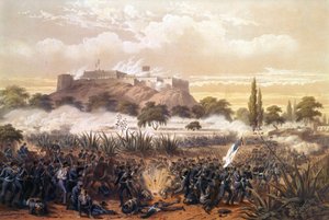 هجوم تشابولتيبيك في سبتمبر 1847 أثناء الحرب بين الولايات المتحدة والمكسيك. نقش من عام 1850. بواسطة فنان غير معروف