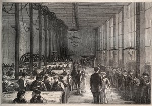 Atelier du fer - مدرسة التدريب المهني البلدية في شارع Boulevard de la Villette في باريس عام 1875 - نقش بواسطة فنان غير معروف