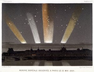 شوهد Aurore Boréale في باريس في 13/05/1869 - في "" المغناطيسية والكهرباء "بواسطة Amédée Guillemin بواسطة فنان غير معروف