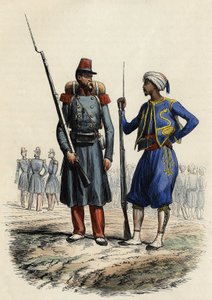 تشكلت كتيبة الفيلق الأجنبي وأرسلت إلى الجزائر عام 1831 ؛ كتيبة من السكان الأصليين Tirailleurs ، تم تشكيلها وإرسالها إلى الجزائر في عام 1841 ، في "" L'Algerie ancienne et moderne "بقلم ليون غاليبرت بواسطة فنان غير معروف