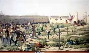 معركة سولفرينو ، لومباردي ، ضد الجيش الفرنسي-سردينيا والنمساوي في 24 يونيو 1859. متحف ديل ريسورجيمنتو. ميلان بواسطة فنان غير معروف