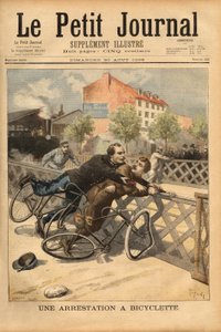 توقيف دراجة بالقرب من Champigny. نقش في "" مجلة Le petit "" 30/8/1896. مجموعة سيلفا. بواسطة فنان غير معروف