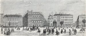 Boulevard des Italians مع مقهى باريس ، شارع Taitbout ، the house doree ، شارع Lafitte ، مقهى Riche وشارع Lepelletier - نقش في "Tableau-de-Paris" بواسطة Edmond Texier 1852 بواسطة فنان غير معروف