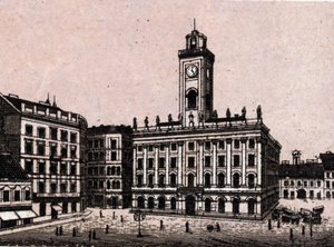 بودابست ، المجر: Old Town Hall. في "" العالم يوضح 168 مشاهدة "" غير مؤرخ (أواخر القرن التاسع عشر) بواسطة فنان غير معروف