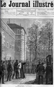 CAMPI ، قاتل The RUE DU REGARD - "" إعدام القاتل ميشيل كامبي ، في Place de la Roquette ، 30 أبريل 1884 - مقصلة - نقش في "" Le Journal Illustrious "" عام 1884 بواسطة فنان غير معروف