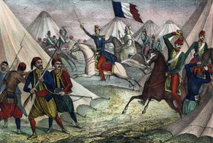 استولى دوق أومالي على سماللا عبد القادر في الجزائر في 16 مايو 1843. في "" Storia d'Algeri "" ، ليون غاليبرت ، المجلد. 2 بواسطة فنان غير معروف