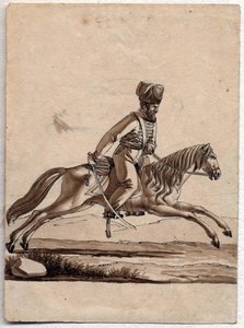 "" رئيس القوزاق (أتامان) "(أتامان القوزاق) رسم مجهول 1818 خافت 11.4x8.2 سم مجموعة خاصة بواسطة فنان غير معروف