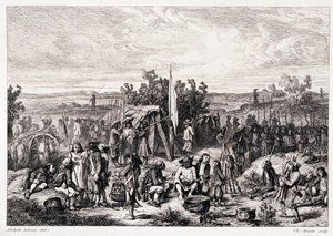 Chouans au bivouac - في "" بريتاني القديمة والحديثة "بقلم بيتر شوفالييه ، تحرير و. كوكبيرت بواسطة فنان غير معروف