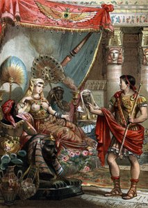 كليوباترا (69-30 قبل الميلاد) ملكة مصر. مع مارك أنطوان (83-30 قبل الميلاد) نقش عام 1881 بواسطة فنان غير معروف