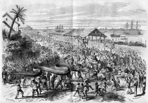 كوشينشين: موكب التنين السنوي الذي نظمته جماعة سايغون عام 1865. بواسطة فنان غير معروف