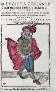 Commedia dell'arte: سيلفيو فيوريللو في دور الكابتن ماتامور (كابيتانو ماتاموروس) ، ميلان 1632. بواسطة فنان غير معروف