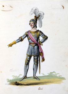 زي شخصية تانكريد يرسمه جيروني لأوبرا "تانكريدي" (تانكريد) لجيوشينو روسيني. 1813 بواسطة فنان غير معروف
