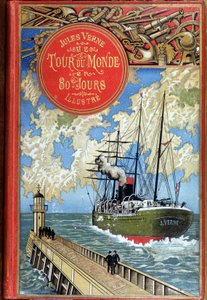 تغطية "" حول العالم في 80 يومًا "بقلم Jules Verne ، محرر. هيتزل بواسطة فنان غير معروف