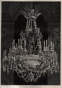 ثريا كريستال من مصنع Baccarat - نقش في "Les Merveilles de l'Industrie" بواسطة Louis Figuier بواسطة فنان غير معروف