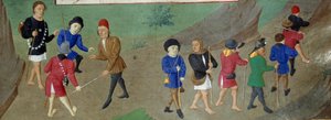 Des pelerins en voyage كتاب ساعات دوقة بورغوندي ، أديلايد سافوي "ماري أديلايد من سافوي (1686-1712) هي زوجة الدلفين لويس دوق بورغوندي بواسطة فنان غير معروف
