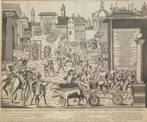 الطاعون الكبير في ميلانو من عام 1630. حوالي عام 1835 بواسطة غير معروف