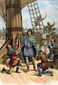 اكتشاف أمريكا بواسطة كريستوفر كولومبوس (كريستوفورو كولومبو) عام 1492. بواسطة فنان غير معروف