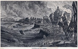 الزلزال من لشبونة إلى البرتغال في 1 نوفمبر 1755 بواسطة فنان غير معروف