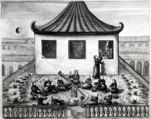 كسوف الشمس - في "" رحلات مملكة سيام التاريخية لعام 1688 "". بواسطة فنان غير معروف