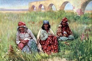 النساء الأمريكيات المسنات من السكان الأصليين، كاليفورنيا بواسطة فنان غير معروف