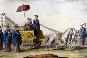 إمبراطور سلالة مينج على عربته - في "Le costume ancien et moderne" "بقلم J. Ferrario ، محرر. ميلان بواسطة فنان غير معروف