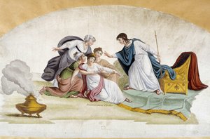 إغماء إستر - مشروع مروحة ، ج. 1810. بواسطة فنان غير معروف
