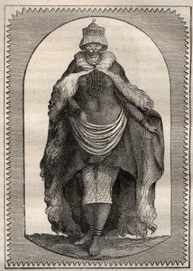 رحلة استكشافية إلى داخل أراضي جنوب إفريقيا (1775) بقلم أندرس سبارمان (1748-1820): هوتنتوت (امرأة خويخوي) - رسم توضيحي مأخوذ من "" البحارة العظماء في القرن الثامن عشر "" بواسطة فنان غير معروف
