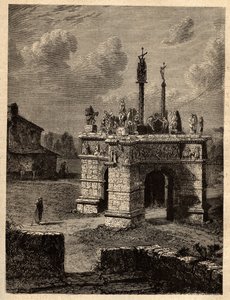Finistere - بريتاني - Le calvaire de pleyben - Enclos paroissial de Pleyben - Pleyben Parish close - نقش في "" PATRIE - الوصف PECTUREQUIRESSE DE LA FRANCE في 6 مجلدات بواسطة لوسين هوارد - نهاية القرن التاسع عشر بواسطة فنان غير معروف