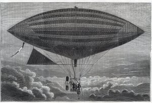 أول مرذاذ كهربائي إلى حلزوني ، جربه ألبرت (1839-1906) وجاستون تيساندير (تيسيندير) (1843-1899) عالم فرنسي ، محرر مجلة "La Nature" يوم الاثنين 8 أكتوبر بواسطة فنان غير معروف
