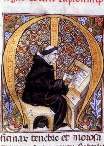 Fra Pietro di Pavia (Frere Pierre de Pavia) ، ناسخ في العمل ("M"). مخطوطة القرن الرابع عشر. بواسطة فنان غير معروف