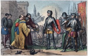 تسلم فرانشيسكو فيروتشي (1489-1530) مفاتيح مدينة فولتيرا - نقش من "" استخدامات وعادات جميع شعوب الكون. هذا هو تاريخ الحكومة ، والقوانين ، والميليشيات ، والديانة لجميع الأمم من أبعد العصور بواسطة فنان غير معروف