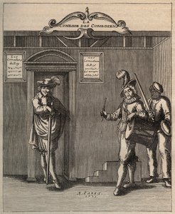 واجهة "كوميديا الكوميديين ، قصيدة الاختراع الجديد" لجورج دو سكودري - 1635 بواسطة فنان غير معروف