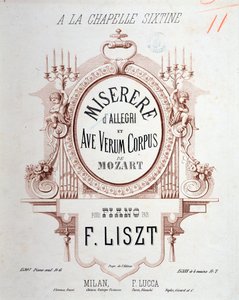 واجهة Miserere بواسطة Allegri و Ave verum corpus بواسطة Mozart ، تم نسخها بواسطة Liszt للبيانو (1865) بواسطة فنان غير معروف