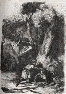 تم قلب هيرمونيدس وإنقاذها من قبل زيربين - 1851 نقش من "Furious Roland" (أورلاندو فوريوسو) (القرن السادس عشر) لودوفيكو أريوستو ، المعروف باسم Ariosta - طبعة مترجمة من الإيطالية بواسطة Count of Tressan ونشرها Gustave Harvard 1851 بواسطة فنان غير معروف