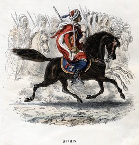 ظهور الخيل Spahis. نقش من عام 1844. بواسطة فنان غير معروف
