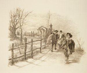 رسم توضيحي لرواية أليساندرو مانزوني The Betrothed بواسطة فنان غير معروف