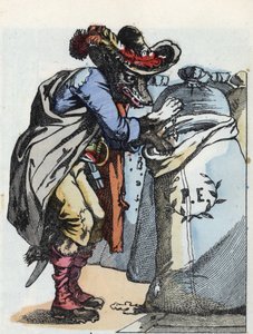 رسم توضيحي لحكاية "Compere le Loup، Maitre Renard، Comere la Chevre et ses petits biquets" "بعد حكاية جان دو لا فونتين. في "" حكايات من المنزل للصغار "". نقش مجهول من القرن التاسع عشر. بواسطة فنان غير معروف