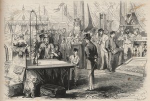 الأمير الإمبراطوري يوجين لويس جوزيف (1856-1879) في عيد فونتينبلو. يحاول فك دمية بمساعدة كرة تتدلى من خيط. نقش في "الكون اللامع" بواسطة فنان غير معروف
