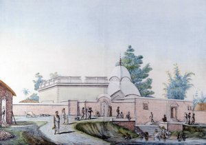 الثقافة والحضارة الهندية: حمام في نهر Hooghly في كلكتا (أو Kalkata) ، الهند. نقش 1808. بواسطة فنان غير معروف