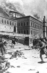 غزو ونهب روما من قبل ألاريك الأول ، ملك القوط الغربيين ، في 410 (ساك روما). نقش القرن التاسع عشر. بواسطة فنان غير معروف