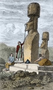 جان فرانسوا غالوب ، الملاح والمستكشف الإنجليزي Comte de La Perouse ، في جزيرة إيستر خلال رحلته الآسيوية بواسطة فنان غير معروف