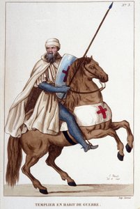 فارس تمبلر في ثوب حرب من القرن الرابع عشر ، نقش عام 1830 بواسطة فنان غير معروف