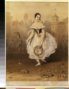 راقصة الباليه الإيطالية فاني (فرانشيسكا) سيريتو (1817-1909) (راقصة الباليه فاني سيريتو). طباعة حجرية مجهولة ، أواخر عام 1830. الكلاسيكية الجديدة في القرن التاسع عشر. متحف الدولة للمسرح وفنون الموسيقى ، سانت بطرسبرغ. بواسطة فنان غير معروف