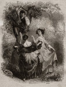 قطف الكرز - رسم توضيحي للاعترافات "لجان جاك (جان جاك) روسو (1712-1778) - نقش عام 1849 بواسطة فنان غير معروف