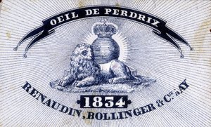 تسمية "" عين الحجل - Renaudin ، Bollinger & Cie à AY - 1834 "". بواسطة فنان غير معروف
